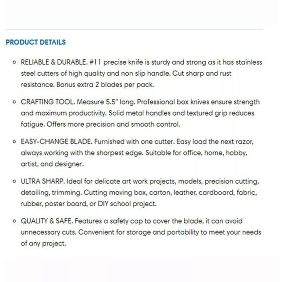Precision Utility Knife Cutter w/Replaceable Steel Blade Safety Arts Craft Tool - Picture 2 of 8